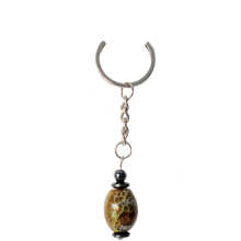 2014 Nouveau style 16 * 21mm Olive Agate With Hematite Beads Keychain
